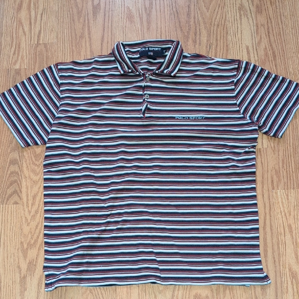 Polo by Ralph Lauren Men's Polo Shirt - Red, Blue, White Stripes